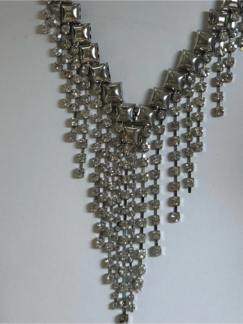 Elegant Silver-Tone Statement Fringe Necklace - Women Jewelry